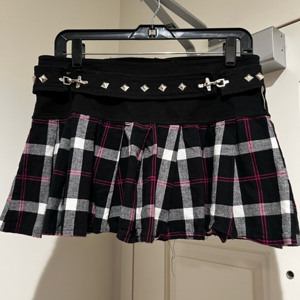 Aerosmith Rockin Rollercoaster Mini Skirt Y2k Plaid Studded Size M